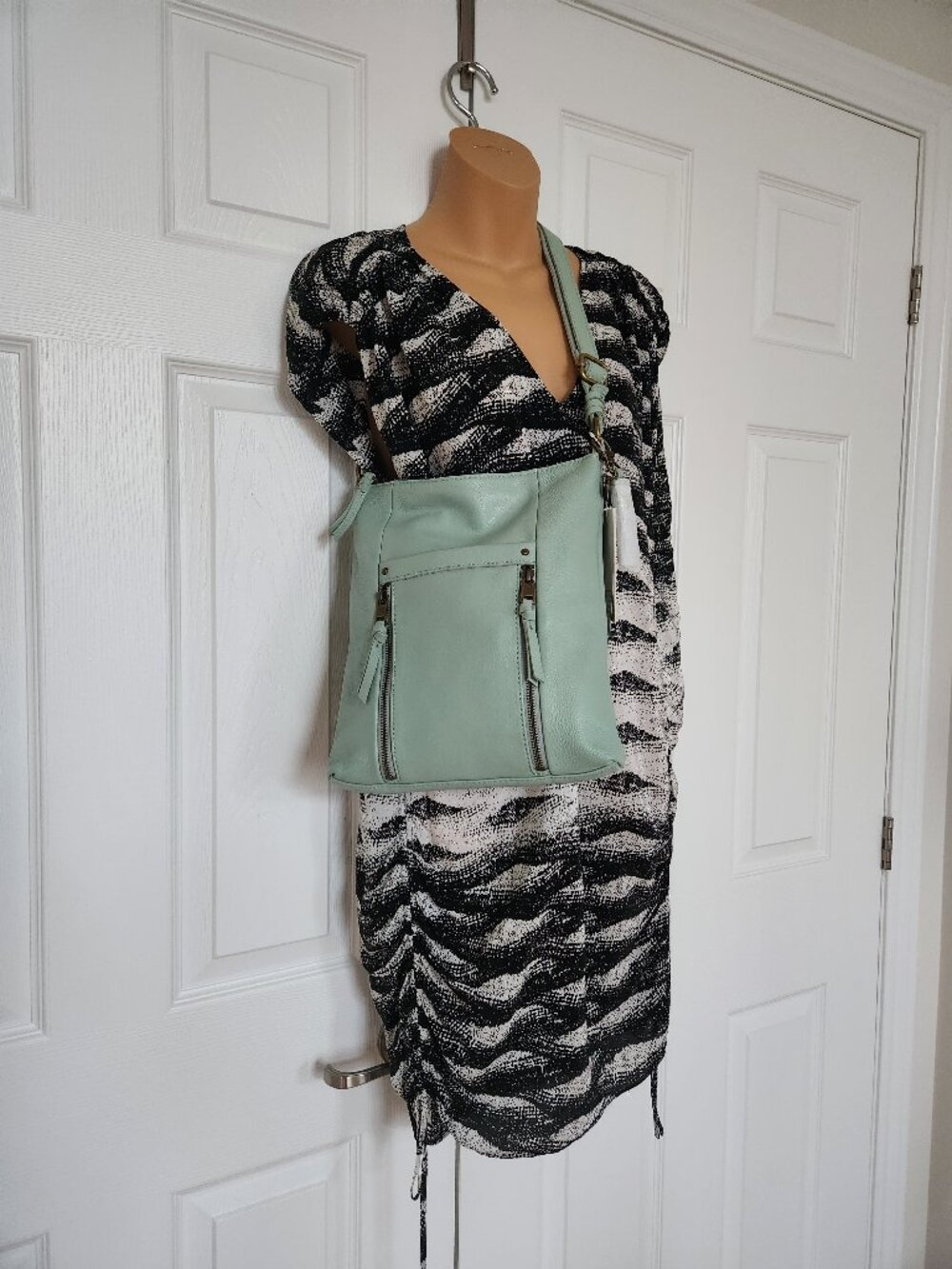 THE SAK COLLECTIVE LADERA LIGHT BLUE-GREEN CROSSBODY BAG SOFT PEBBLED NWT
